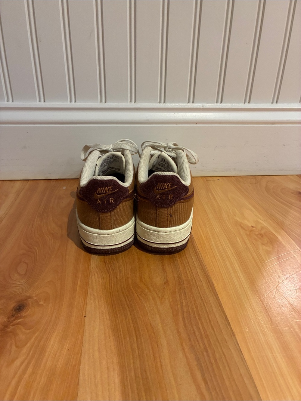 Nike Air Force 1 brown and white size 3y - Picture 4 of 7